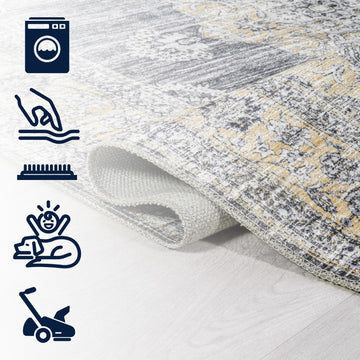 Bausch Bohemian Distressed Chenille Machine-washable Area Rug